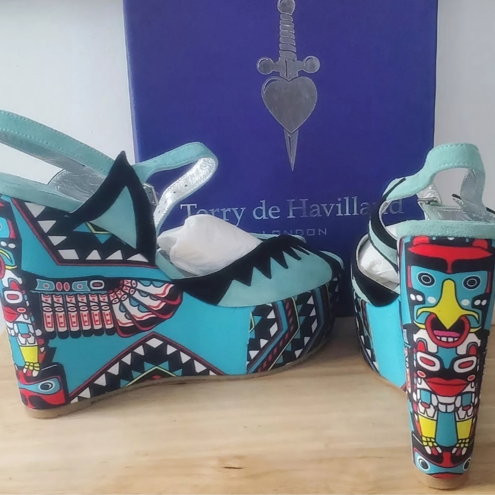 Terry de Havilland 2013 Totem 1 Style Platform Open Toe Heels Shoes Size 38 NWB